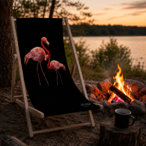 Leżak z flamingami Black