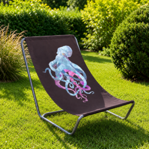 Leżak ogrodowy z autorską grafiką LOW POLY - ośmiornica